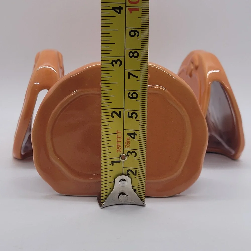 Set of 4 Orange Ceramic Pumpkin Napkin or Place Holders Fall Thanksgiving Decor